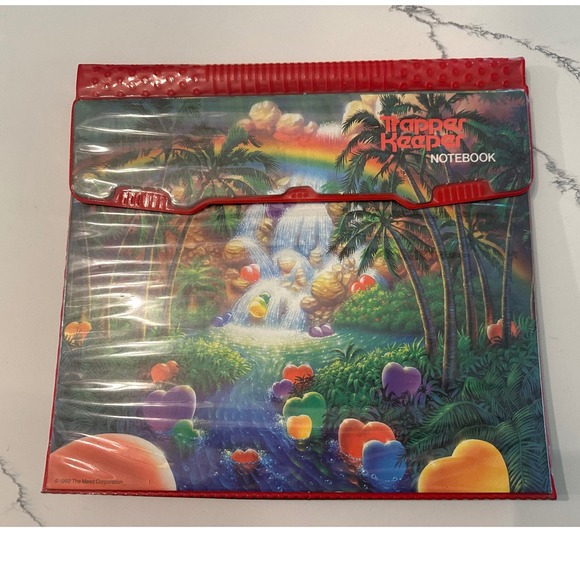 Vintage 1992 Trapper Keeper Notebook Tropical Hearts Waterfall Design - Picture 1 of 6